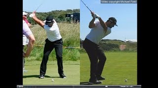 Jon Rahm golf swing  Long Iron faceon amp downtheline July 2017 [upl. by Tana]