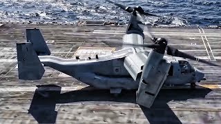 MV22 Osprey Takeoff amp Landing on Aircraft Carrier [upl. by Sabino242]