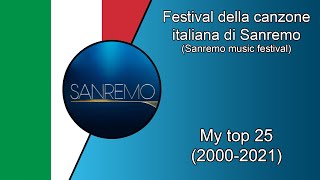 Festival Di Sanremo  My Top 25 Songs 2000  2021 [upl. by Whitcomb]