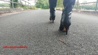 Tigh High Stiletto Boots Walking on the street [upl. by Mehalek965]