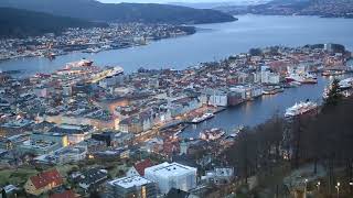 Fløibanen  Funicular Fløyen Floibanen Cable Car Bergen Norway [upl. by Heather]