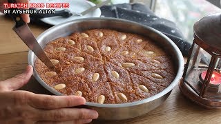 Turkish Sambali  Revani Basbousa Dessert With Semolina No Egg Oil Flour [upl. by Ahsieni]