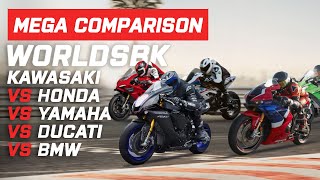 WorldSBK Comparison  Honda CBR1000RRR v ZX10R v R1M v Panigale V4S v S1000RR  Visordowncom [upl. by Milano]