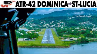 Exciting Landing on the SHORT RUNWAY at St Lucia SLU Airport  Cockpit ATR42 [upl. by Hayton]