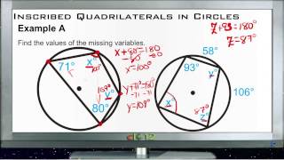 Inscribed Quadrilaterals in Circles Examples Basic Geometry Concepts [upl. by Stanford]