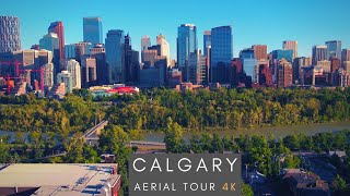 Downtown Calgary  4K AERIAL DRONE SKYLINE TOUR [upl. by Glynis365]