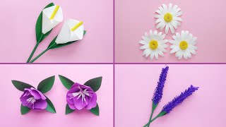 DIY  4 FLORES de papel  FLORES fáciles de hacer  Paper FLOWERS  Muy Lindas  Para Decorar 🎉😍 [upl. by Leahcimnhoj]