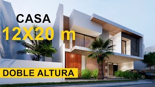 CASA MODERNA 🏠 EN TERRENO DE 12X20m  📏 Doble altura con 4 Recámaras 🛀 [upl. by Yerd]