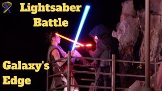 Star Wars Lightsaber Battle and Stunt Show in Galaxys Edge during media event [upl. by Josefa829]