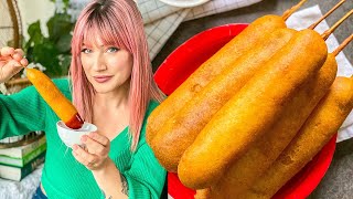 Easy VEGAN Corn Dogs at Home  The Edgy Veg [upl. by Moyers]