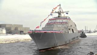 Littoral Combat Ship LCS 11 Sioux City Side Launch [upl. by Eciralc]