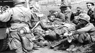 US soldiers and German prisoners eat food in UnterDiessen Germany during World HD Stock Footage [upl. by Rednijar]