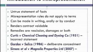 Misrepresentation Lecture 1 of 4 [upl. by Hsaka]