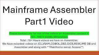 Mainframe Assembler Programming Part1  HLASM  Assembler Training [upl. by Bluefarb]