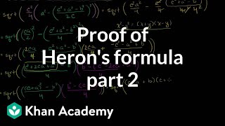 Part 2 of proof of Herons formula  Perimeter area and volume  Geometry  Khan Academy [upl. by Ahcirt]