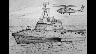 How to Draw a Littoral Combat Ship LCS [upl. by Adall]