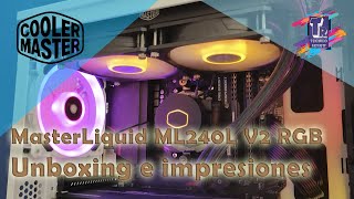 Unboxing y Review CoolerMaster MasterLiquid ML240L V2 RGB  Montaje con AMD [upl. by Eilagam]